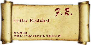 Frits Richárd névjegykártya